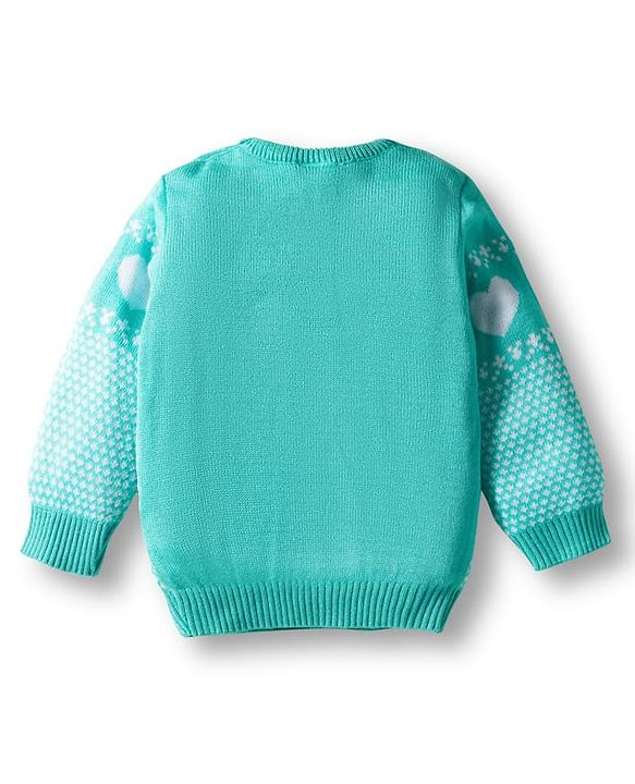 Babyhug Knit Full Sleeves Pullover Sweater Set with Heart Design - Aqua Blue