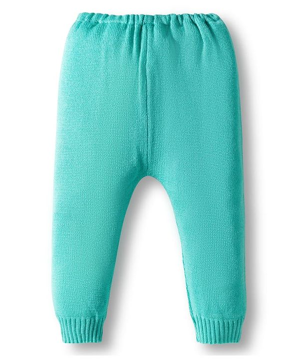 Babyhug Knit Full Sleeves Pullover Sweater Set with Heart Design - Aqua Blue