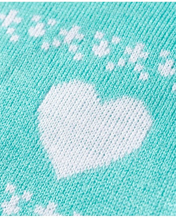 Babyhug Knit Full Sleeves Pullover Sweater Set with Heart Design - Aqua Blue