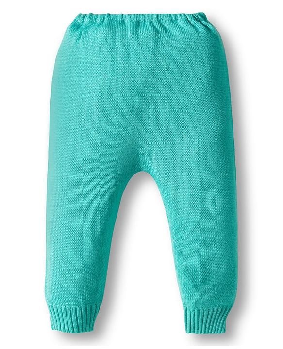 Babyhug Knit Full Sleeves Pullover Sweater Set with Heart Design - Aqua Blue
