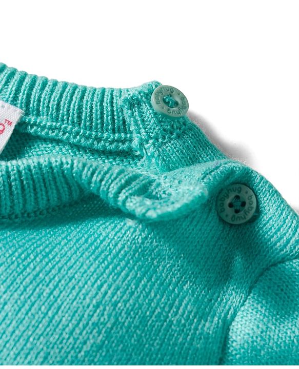 Babyhug Knit Full Sleeves Pullover Sweater Set with Heart Design - Aqua Blue
