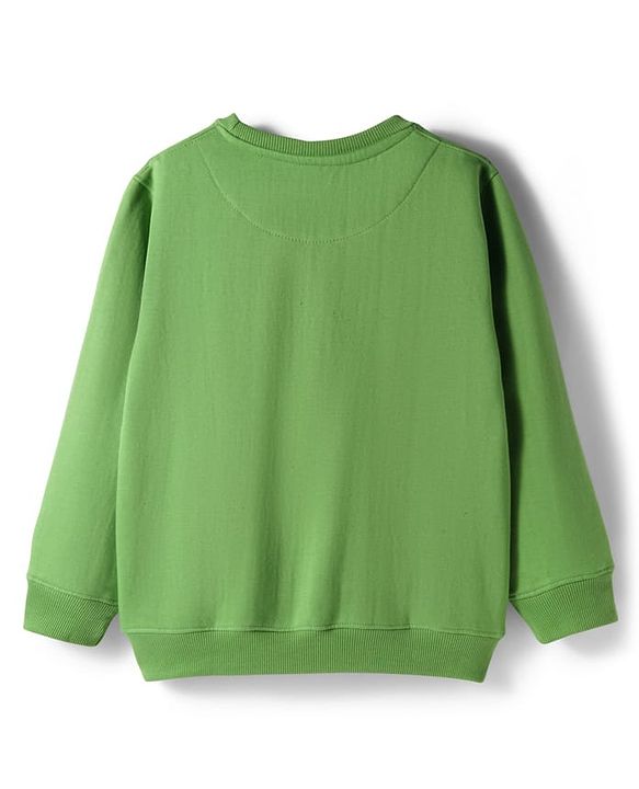 Pine Kids Knit Full Sleeves Pullover Sweatshirt with Tiger Print - Green