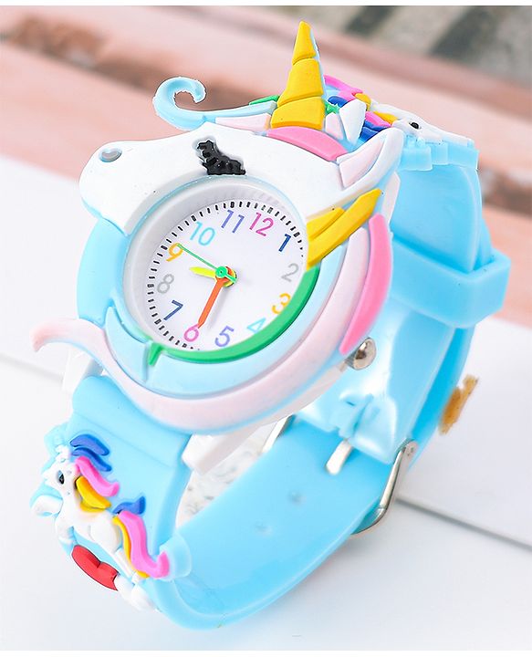 Babyhug Unicorn Shaped Analog Watch Free Size - Light Blue