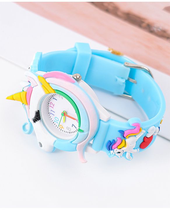 Babyhug Unicorn Shaped Analog Watch Free Size - Light Blue