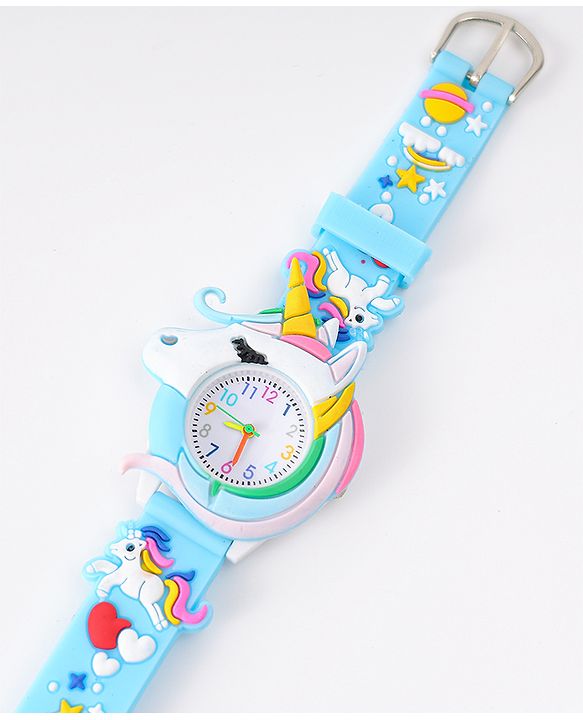 Babyhug Unicorn Shaped Analog Watch Free Size - Light Blue