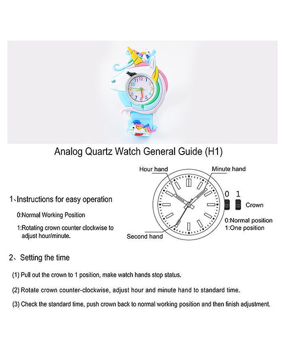 Babyhug Unicorn Shaped Analog Watch Free Size - Light Blue