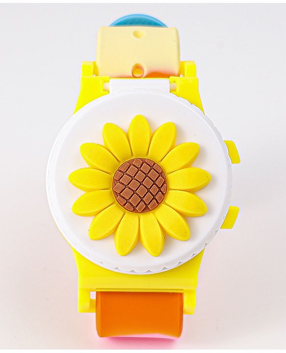 Babyhug Free Size Digital Watch With Floral Applique - Multicolour
