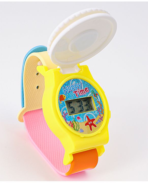 Babyhug Free Size Digital Watch With Floral Applique - Multicolour