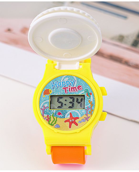 Babyhug Free Size Digital Watch With Floral Applique - Multicolour