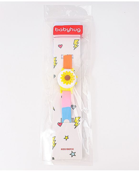 Babyhug Free Size Digital Watch With Floral Applique - Multicolour