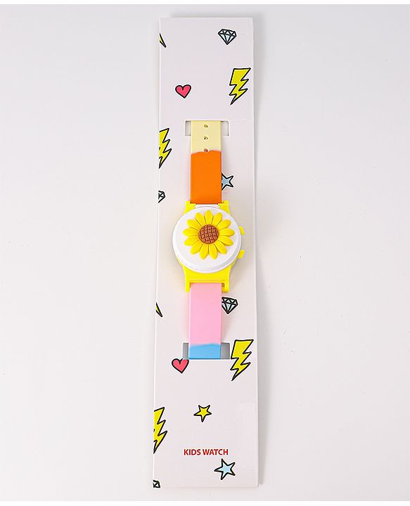 Babyhug Free Size Digital Watch With Floral Applique - Multicolour