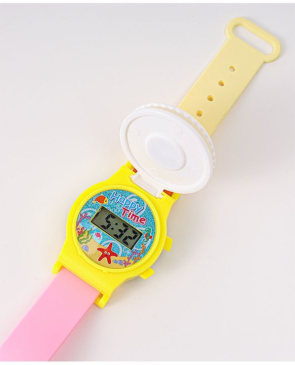 Babyhug Free Size Digital Watch With Floral Applique - Multicolour