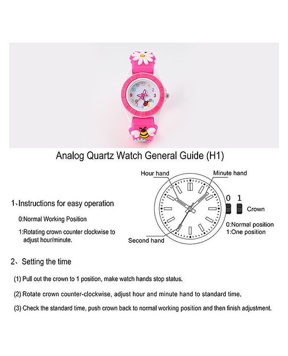 Babyhug Free Size Digital Watch With Floral & Bee Applique - Light Blue