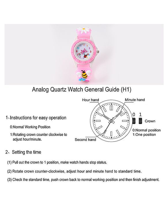 Babyhug Free Size Digital Watch With Floral & Bee Applique - Light Blue