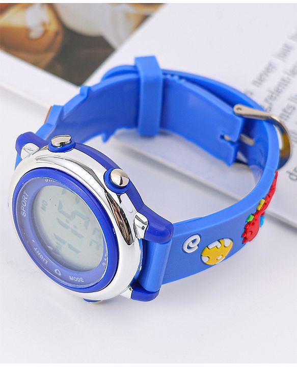 Babyhug Free Size Digital Watch with Dino Applique - Blue