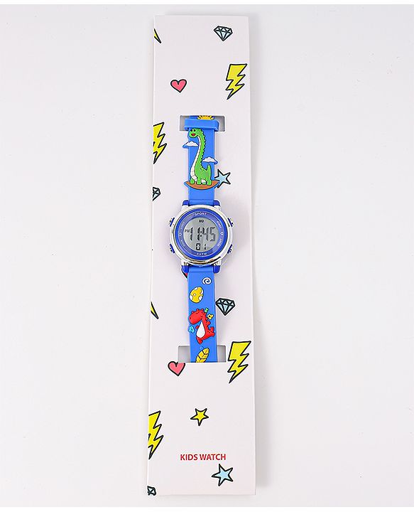 Babyhug Free Size Digital Watch with Dino Applique - Blue