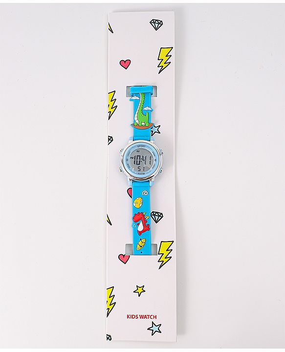 Babyhug Free Size Digital Watch with Dino Applique - Blue