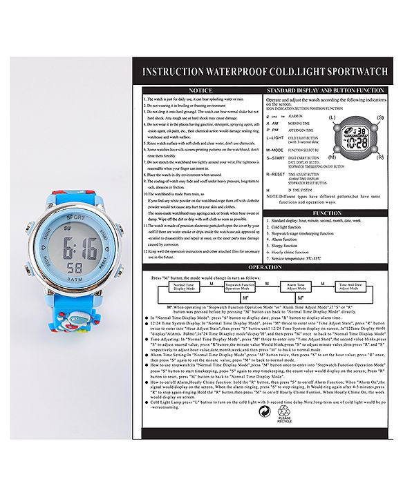Babyhug Free Size Digital Watch - Light Blue