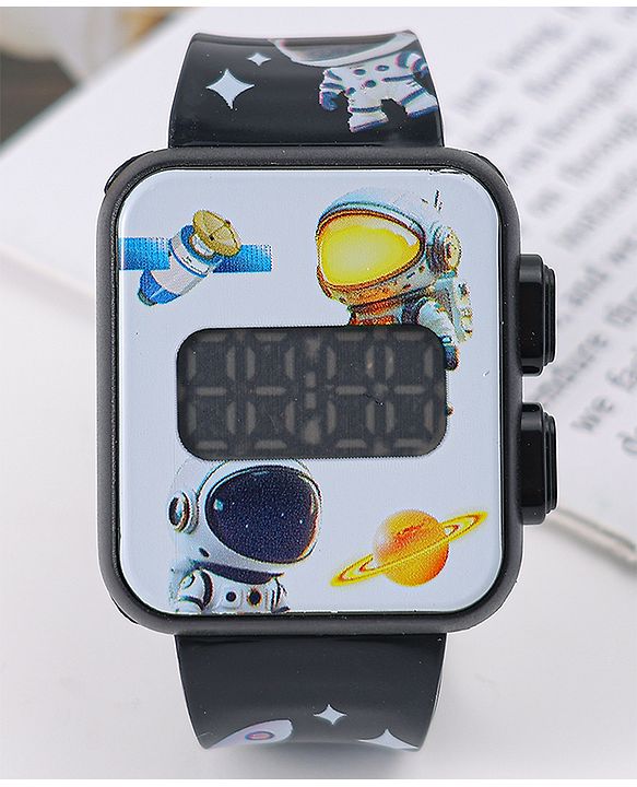 Babyhug Digital Watch With Space Theme Free Size - Black