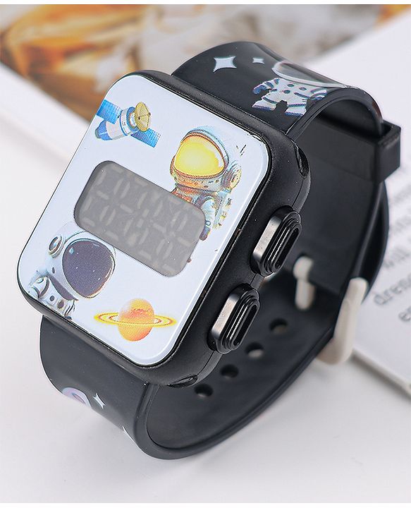 Babyhug Digital Watch With Space Theme Free Size - Black