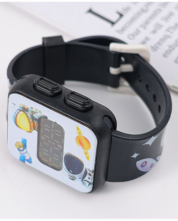 Babyhug Digital Watch With Space Theme Free Size - Black