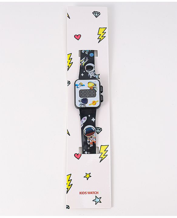 Babyhug Digital Watch With Space Theme Free Size - Black