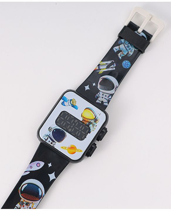 Babyhug Digital Watch With Space Theme Free Size - Black