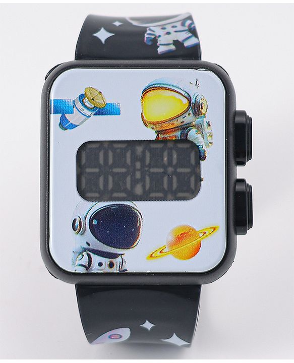 Babyhug Digital Watch With Space Theme Free Size - Black