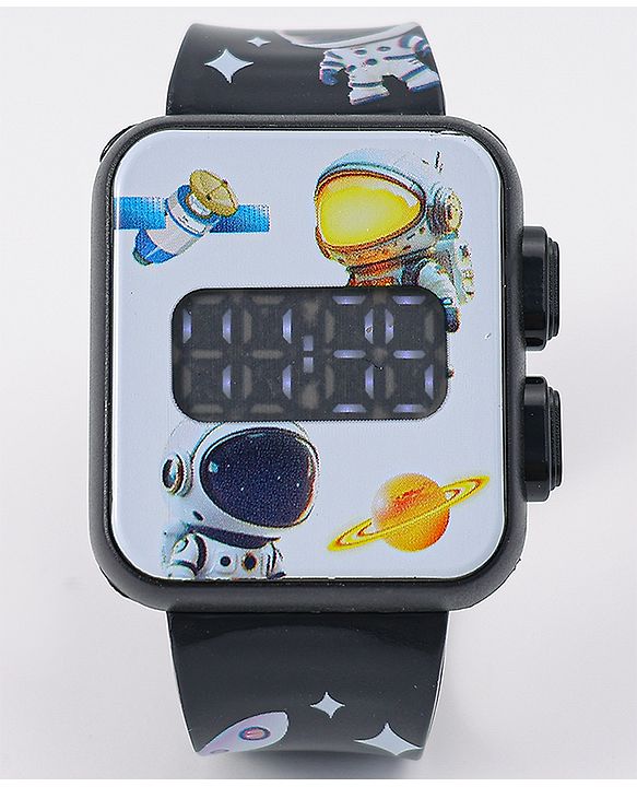 Babyhug Digital Watch With Space Theme Free Size - Black