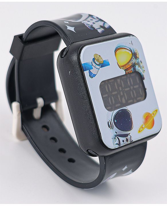 Babyhug Digital Watch With Space Theme Free Size - Black
