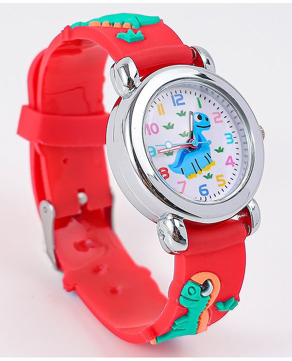 Babyhug Analog Watch with Dino Design - Red