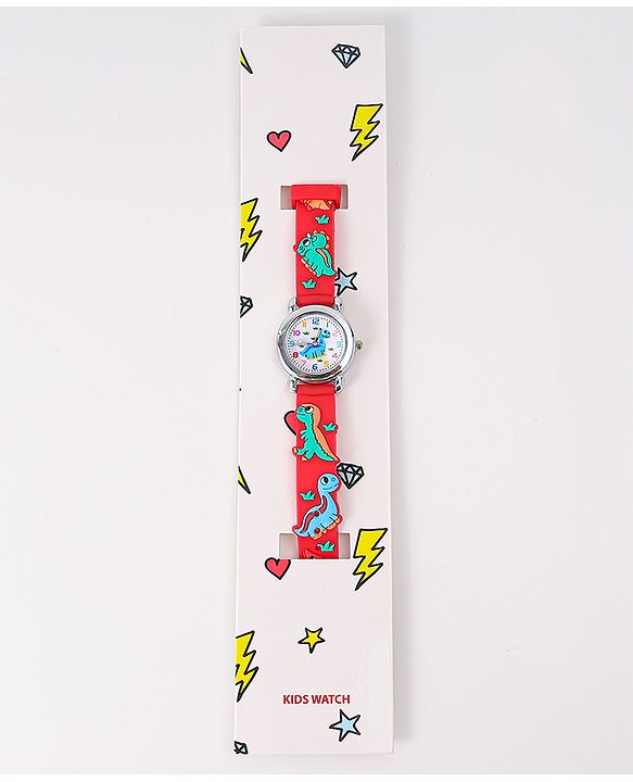 Babyhug Analog Watch with Dino Design - Red