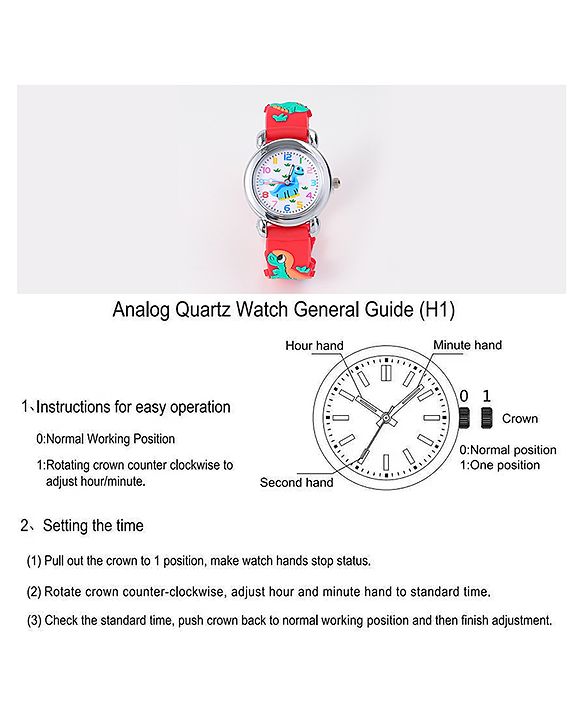 Babyhug Analog Watch with Dino Design - Red