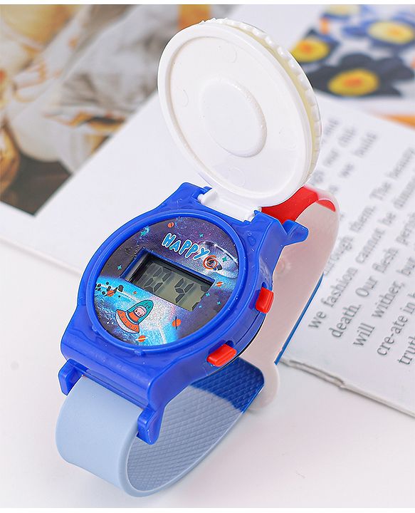 Babyhug Free Size Digital Watch With Astronaut Applique - Blue