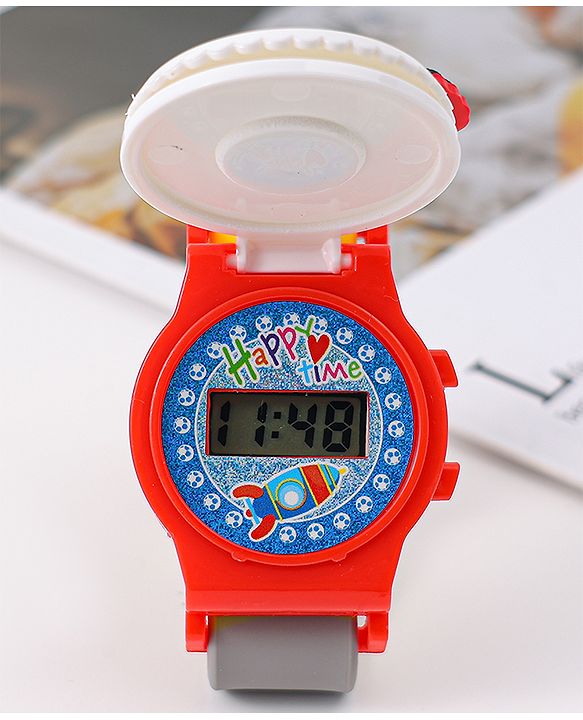 Babyhug Free Size Digital Watch With Monster Truck Applique - Red & Grey