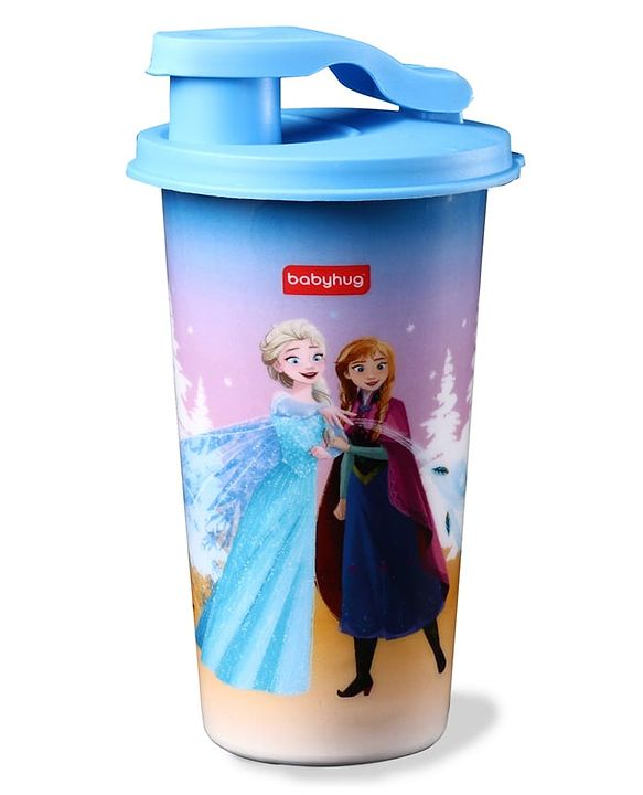 Babyhug Disney Frozen Stainless Steel Flip Flop Sipper 300ml - Light Blue| Spill Proof| Indoor and Outdoor| School Sipper| Hot & Cold Beverages