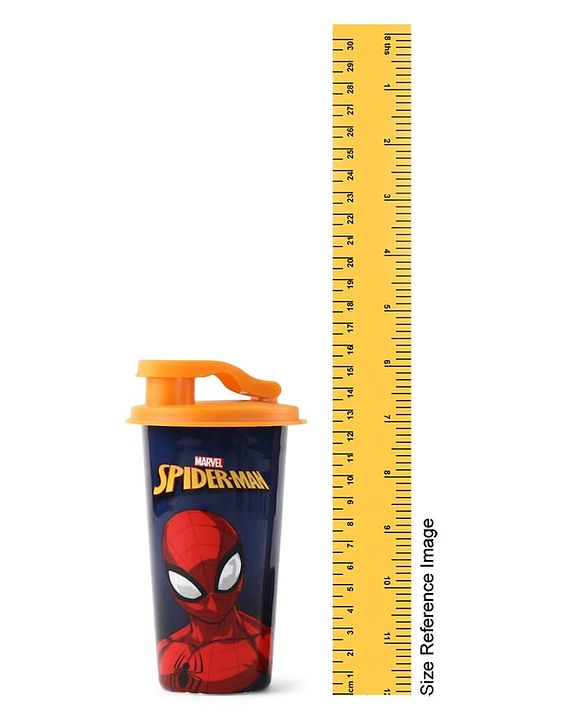 Babyhug Marvel Spiderman Stainless Steel Flip Flop Sipper 300 ml - Yellow| Spill Proof| Indoor and Outdoor| School Sipper| Hot & Cold Beverages