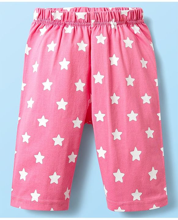 Babyhug Cotton Knit Frill Sleeves Capri Night Suit With Unicorn Print - Lavender & Dark Pink