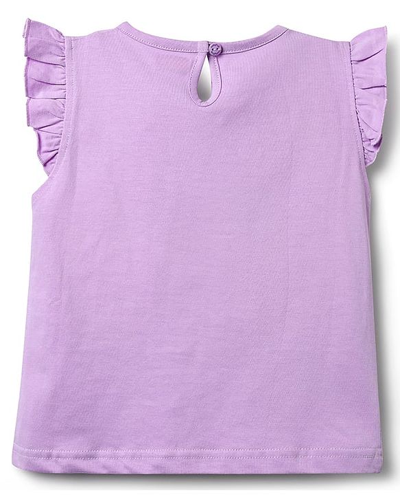 Babyhug Cotton Knit Frill Sleeves Capri Night Suit With Cup Cakes Print - Lavender