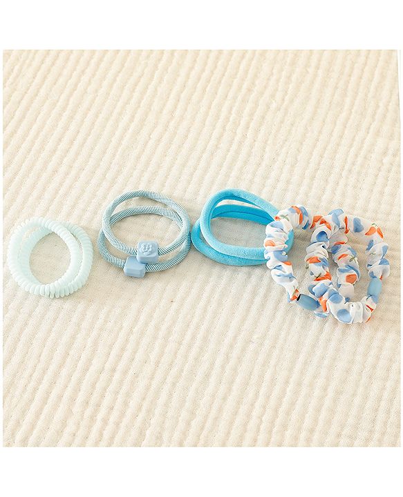 Babyhug Rubber Bands & Scrunchies Sets with Floral Applique - Light Blue