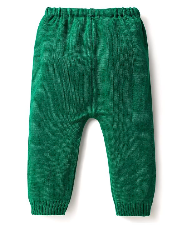 Babyhug Knitted Full Sleeves Sweater Set With Chevron Design - Green