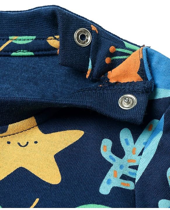 Babyhug Cotton Knit Half Sleeves Co-rds Night Suit With Fish Print - Navy Blue