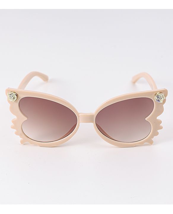 Babyhug Heart Shaped Sunglasses with Floral Applique - Beige