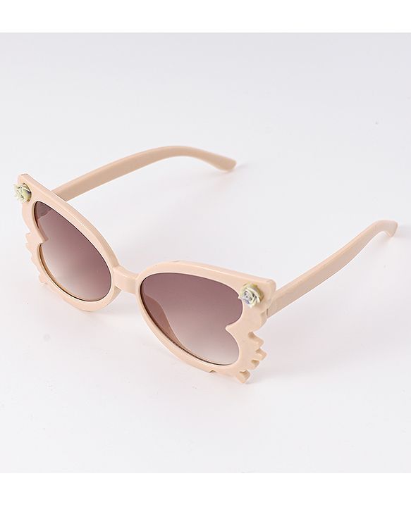 Babyhug Heart Shaped Sunglasses with Floral Applique - Beige