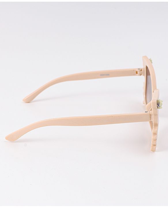 Babyhug Heart Shaped Sunglasses with Floral Applique - Beige