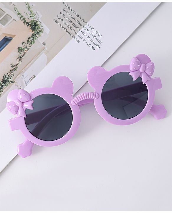 Babyhug Solid Coloured Sunglasses With Bow Design - Purple