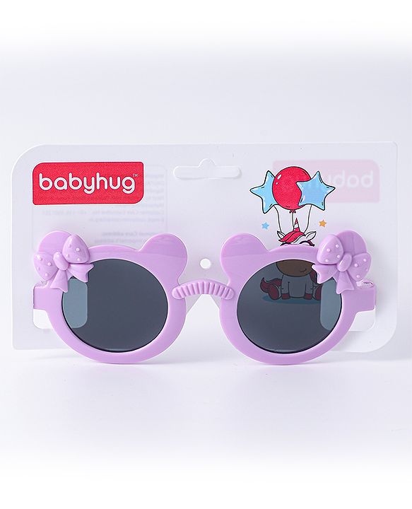 Babyhug Solid Coloured Sunglasses With Bow Design - Purple