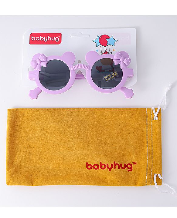 Babyhug Solid Coloured Sunglasses With Bow Design - Purple