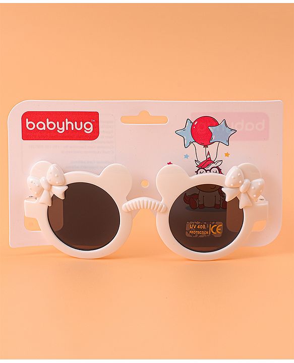 Babyhug Solid Coloured Sunglasses With Bow Design - White