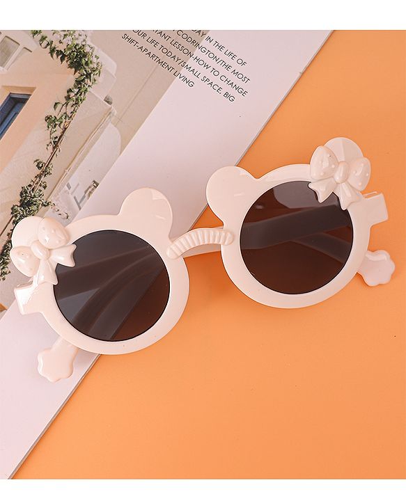 Babyhug Solid Coloured Sunglasses With Bow Design - White